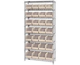 CHROME WIRE SHELVING UNITS WITH ULTRA BINS