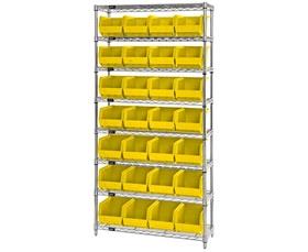 CHROME WIRE SHELVING UNITS WITH ULTRA BINS
