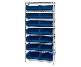 CHROME WIRE SHELVING UNITS WITH ULTRA BINS
