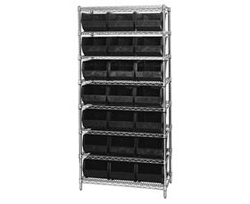CHROME WIRE SHELVING UNITS WITH ULTRA BINS
