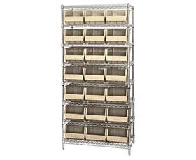 CHROME WIRE SHELVING UNITS WITH ULTRA BINS