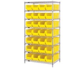 CHROME WIRE SHELVING UNITS WITH HULK CONTAINERS
