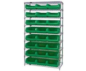 CHROME WIRE SHELVING UNITS WITH MAGNUM BINS