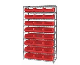 CHROME WIRE SHELVING UNITS WITH MAGNUM BINS