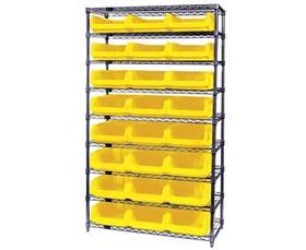 CHROME WIRE SHELVING UNITS WITH MAGNUM BINS