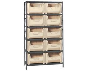 SHELVING UNITS WITH STACKABLE STORAGE BINS