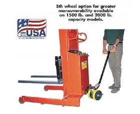 5th WHEEL STEERING OPTION FOR BATTERY POWERED PALLET STRADDLE &amp; PLATFORM STACKERS