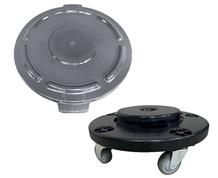 CRUSADER ROUND TRASH CANS - LIDS & DOLLY